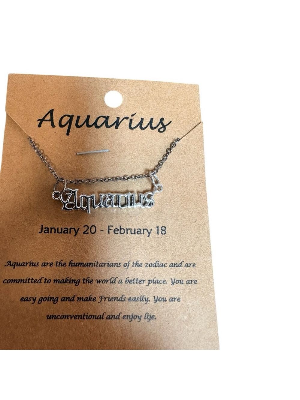 Zodiac Aquarius Silver 18” Tone Necklace NEW